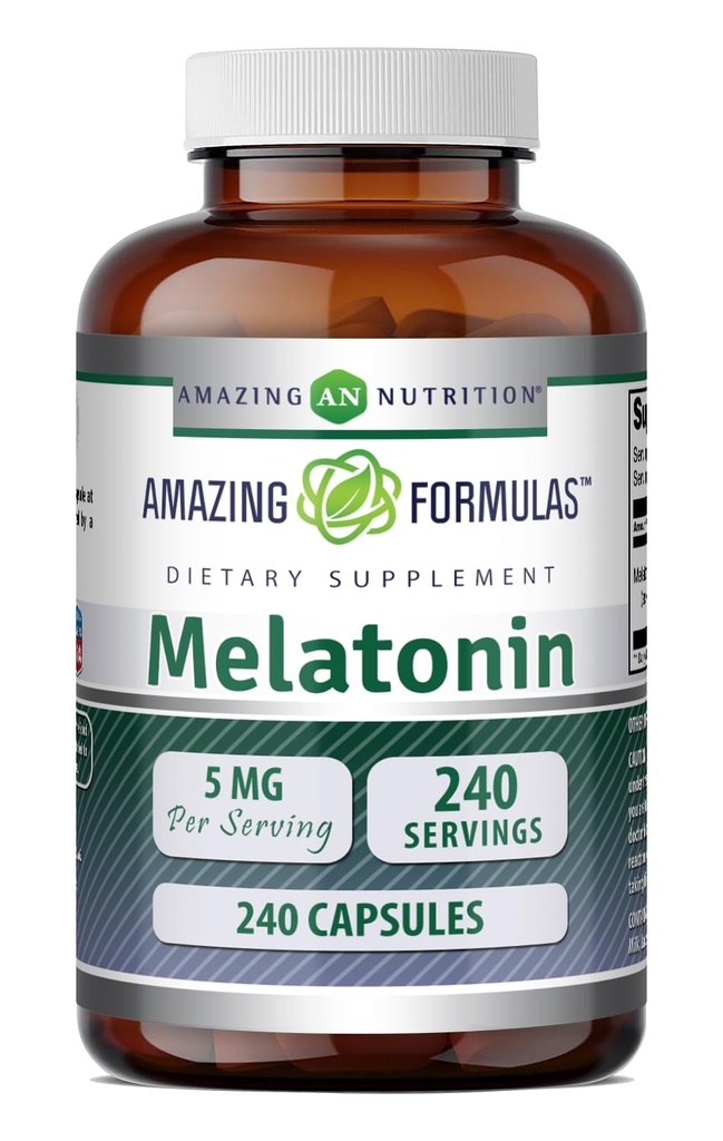 Fórmulas surpreendentes Suplemento de Melatonina 5 Mg Por Servindo 240 Cápsulas