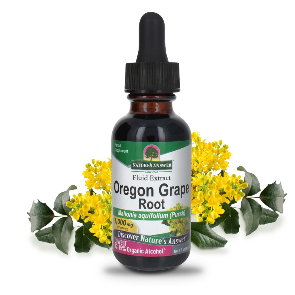 Resposta da natureza Oregon raiz de uva com baixo orgânico-alcohol 1oz Extrato □ Suporta global bem-estar □ Vegan, Não-GMO, Glúten livre, Kosher