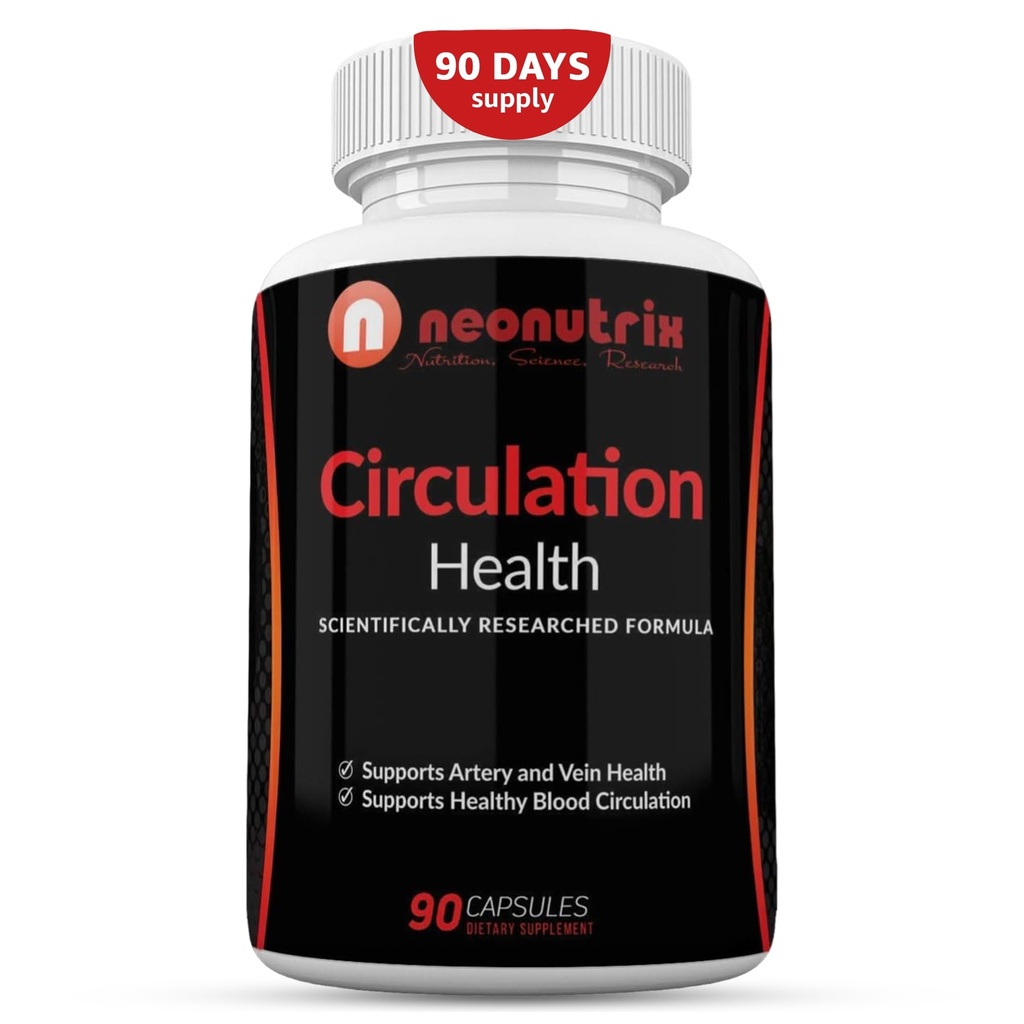 Sangue Circulação Suplemento de Saúde para a Saúde da Veia e Artéria - L-Arginina, Raiz de Ginger, Hawthorn & Diosmin Suplemento Cardiovascular - Suplementos de Circulação Natural - 90 Cápsulas por Neonutrix