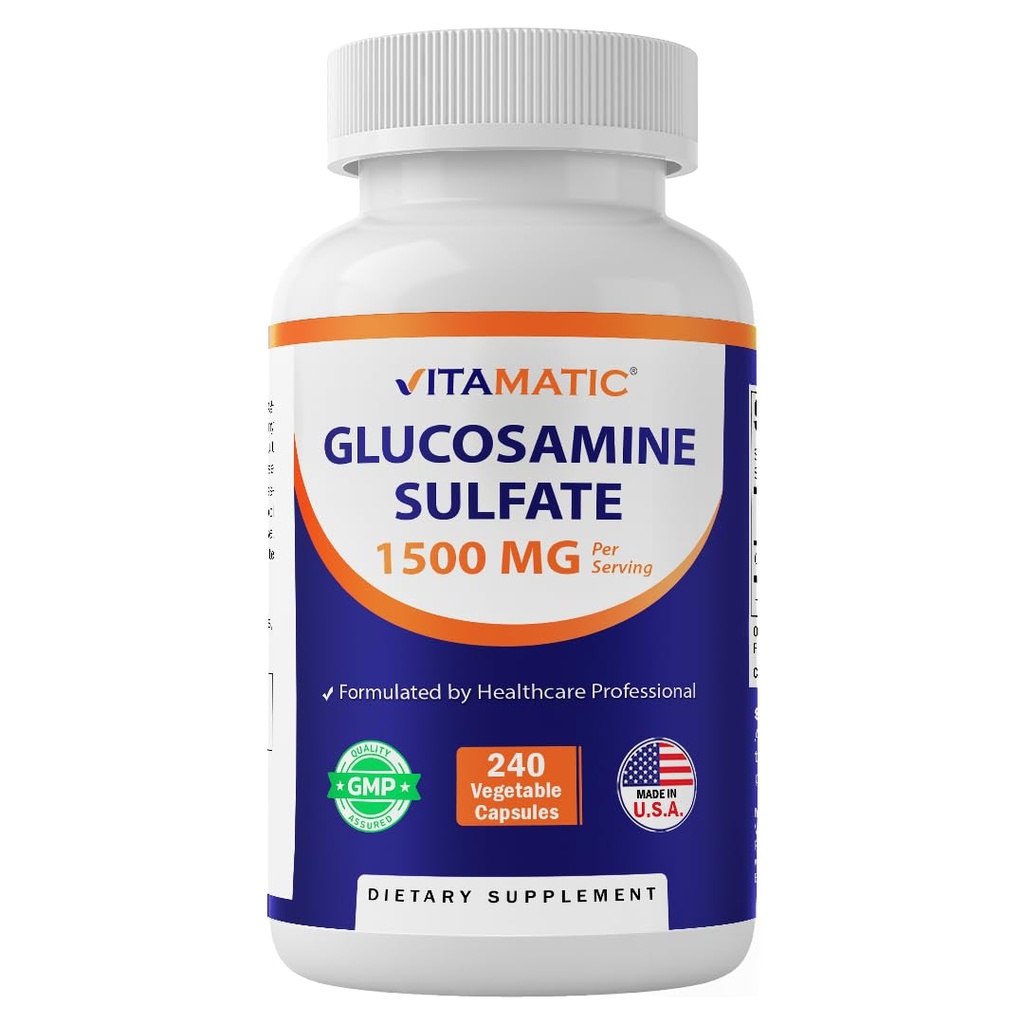 Suplemento Vitamatic Glucosamine Sulfate, 1500mg, 120 Servões, 240 Cápsulas