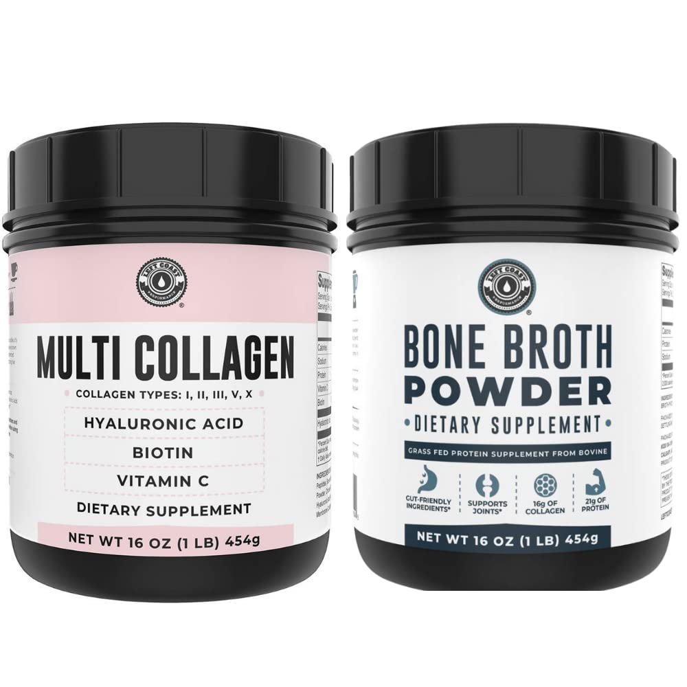 Costa Esquerda Desempenho Pure Bone Broth e Multi Colágeno Pó para Articulação, Cabelo, Pele e Nails Suporte