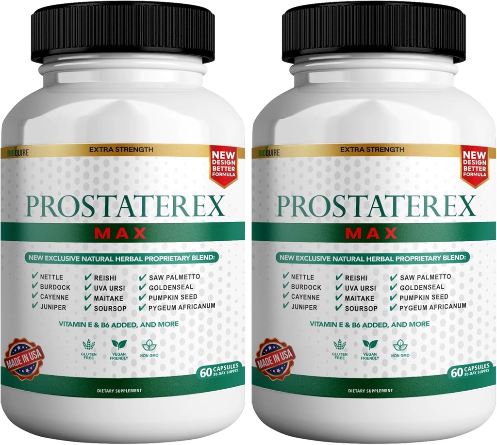ProstateRex Max Suplemento de apoio à saúde da próstata extra força, Saw Palmetto, Vegan, Não-GMO, Gluten-Free – 120 Cápsulas (2)