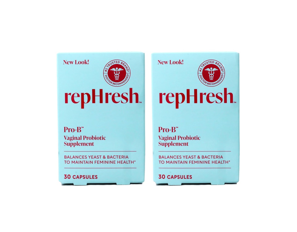 RepHresh Pro-B Suplemento probiótico vaginal, 30 Cápsulas, Embalagem de 2