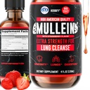 HERBIFY Mullein Drops - Lung Cleanse - Extrato de Folha - Mullein poderoso para suporte imunológico, detox e suporte respiratório - Made in USA - 4 Oz Strawberry Flavor