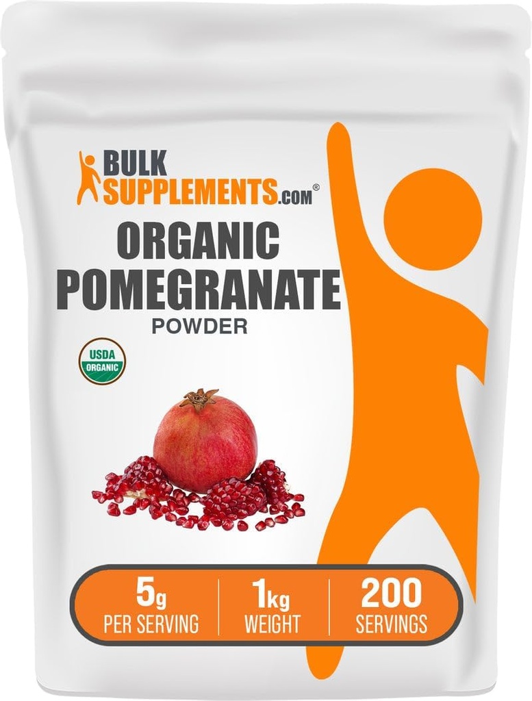 BulkSupplements.com Romãs Orgânicas em pó - Romã Suplemento para apoio imunológico, Suplemento de ervas - Sem glúten, 5g por serviço, 1 kg (2,2 lbs) (Pacote de 1)