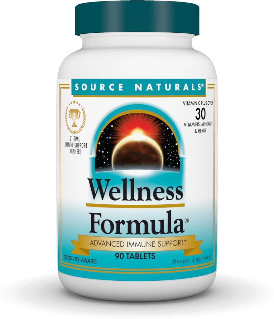 Fonte Naturals Wellness Fórmula Vitaminas Bio-Alinhadas & Defesa de Ervas - Imune System Support Supplement & Immunity Booster* - 90 Comprimidos