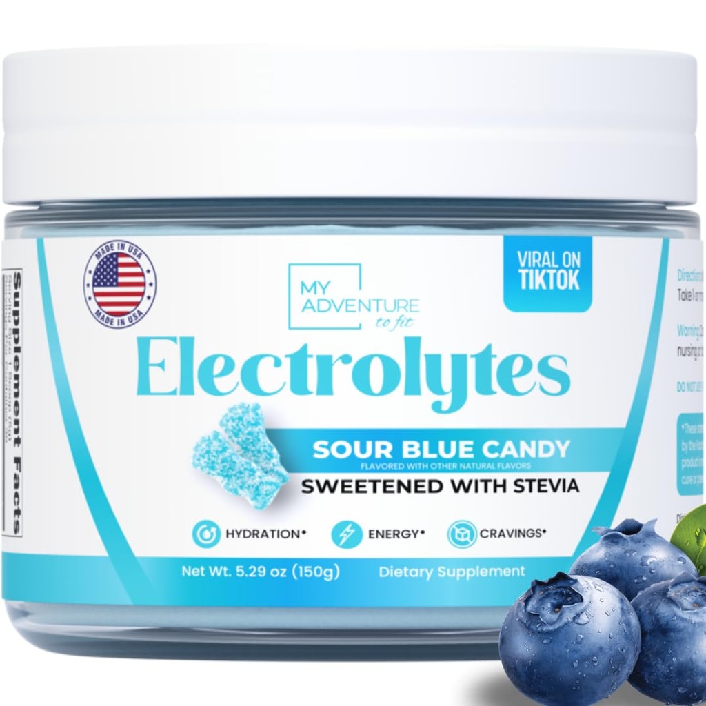 Zero Açúcar - Azedo Azul Doce Eletrólitos Pó - Refrescante Hidratação - Cafeína Energia Livre - Todos os Ingredientes Naturais - Vegan, Keto & Paleo - Açúcar Free Electrolyte Pó Drink Mix - 30 Servings