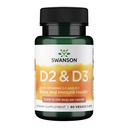 Complexo de Vitamina D Swanson com Vitaminas D2 & D3 - Complexo de Vitamina Sunshine completo para Saúde Óssea, Dental e Imune - Suplemento de Vitamina (50 mcg, 60 Cápsulas Veggie)