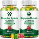 Magnésio Glicinato Gummies 400 - Suplemento de magnésio para dormir, Stress & Muscle Relief calma Mastigação de magnésio para adultos e crianças com vitamina D, B6 Fruit Sabor, Vegan, 2 embalagens