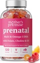 Vitamina Gummies pré-natais com DHA Vitaminas pré-natais Vegan para mulheres com Omega 3, Metilfolato, Colina e D3, Gravidez Vitaminas para o desenvolvimento fetal