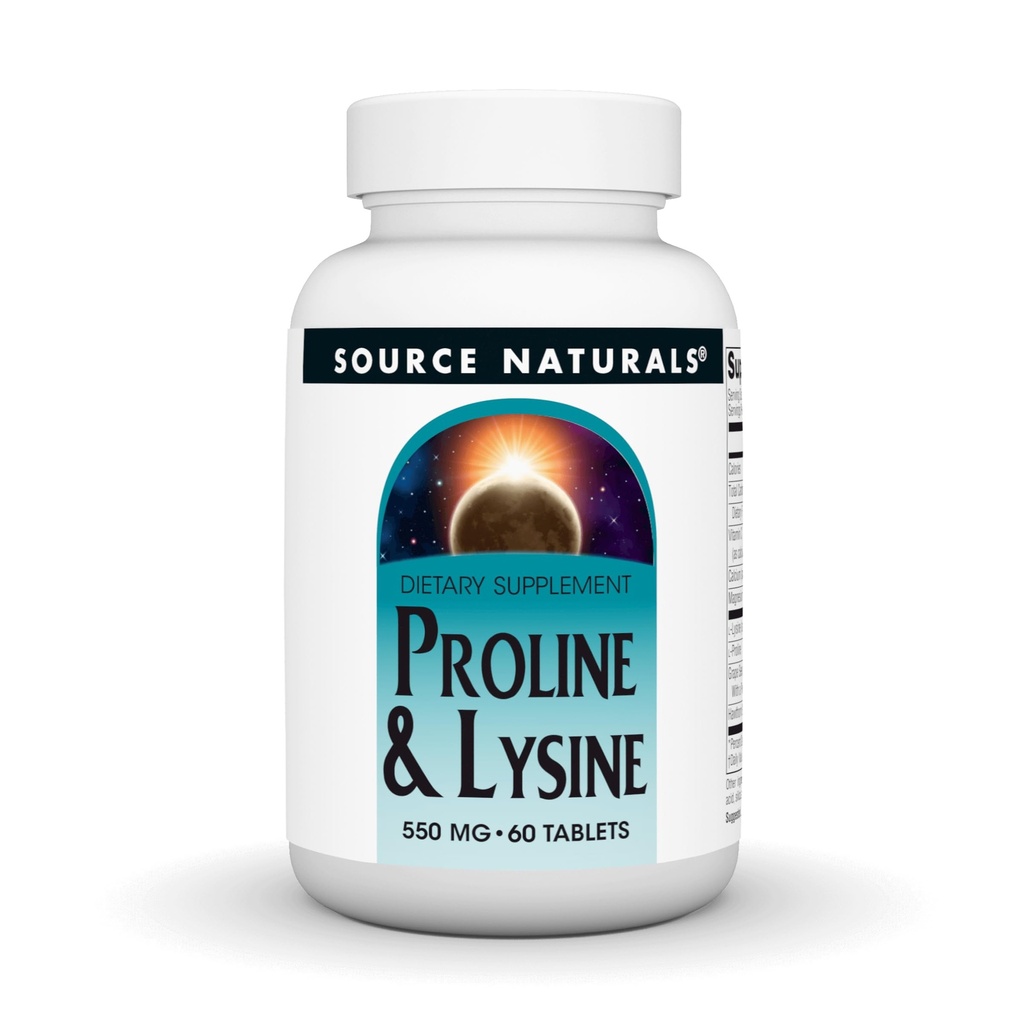 Fonte Naturals L-Proline & L-Lysine, 550mg - 60 Comprimidos