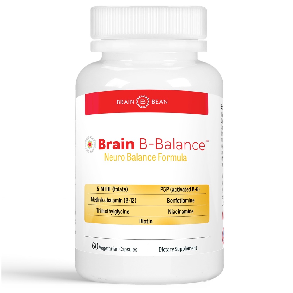 Equilíbrio Cérebro B: Multivitamina metilada - Fórmula de Neurobalanço Complexo B metilfolato suporta humor. Mente. Memória - 60 Cápsulas Vegan