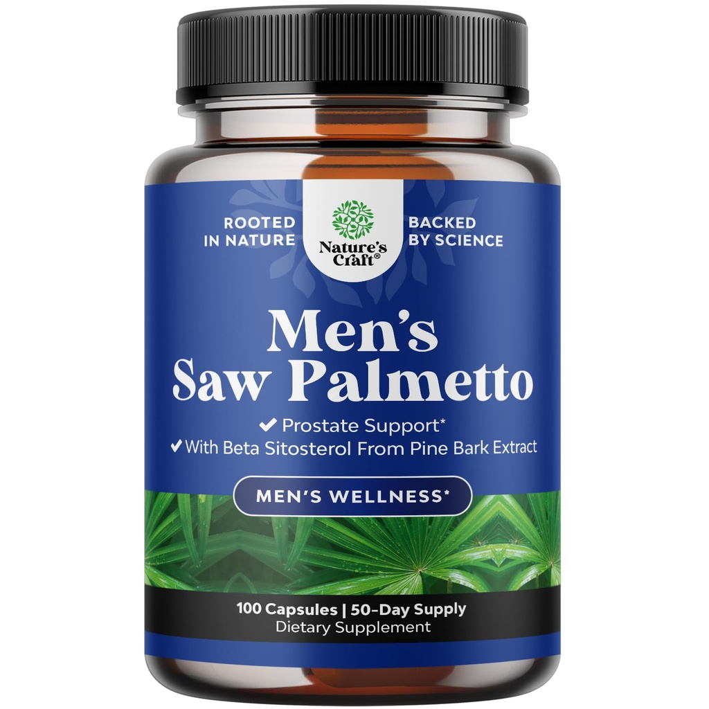 Naturezas Craft Saw Palmetto para homens com Beta Sitosterol - Saw Palmetto Extrair suplemento de saúde da próstata para homens Controle de bexiga e suporte de próstata - Restoring Suplemento de cabelo