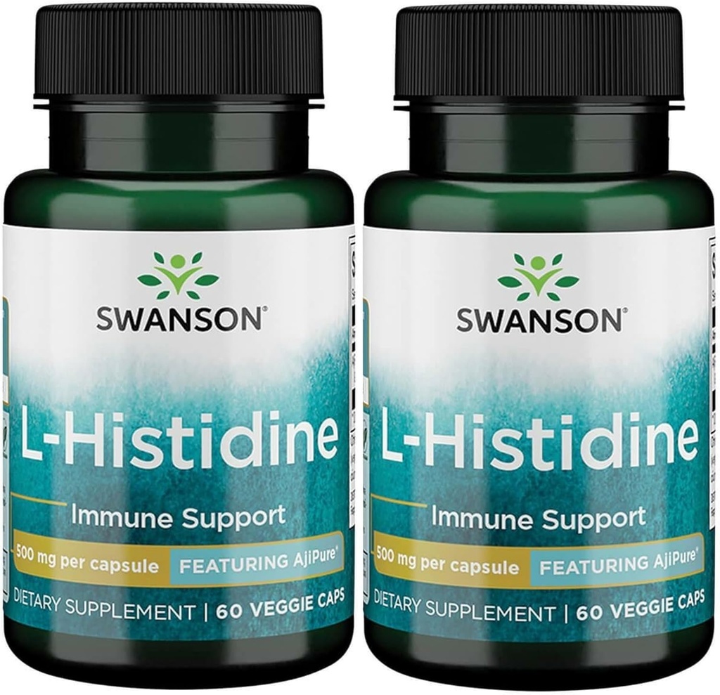 Swanson L-Histidina - Com Ajipure 500 mg 60 Veg Caps (2 Embalagem)