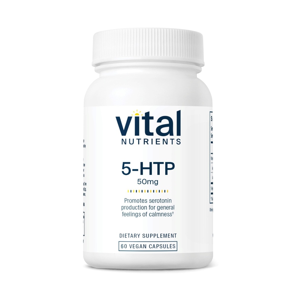 Nutrientes vitais 5-HTP 50mg (5-hidroxitriptofano) □ Vegan Serotonin Support Supplement* □ Apoio ao sono e ao stress 5HTP e Vitamina B6 □ Gluten, Lacticínios, Soja grátis
