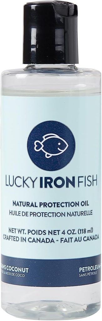 Lucky Iron Life ® Natural Protection Oil, 4 onças - Aplicar ao seu peixe de ferro da sorte ou folha para manter, proteger e prevenir a ferrugem - Vegan, feito com óleo de coco puro e limão