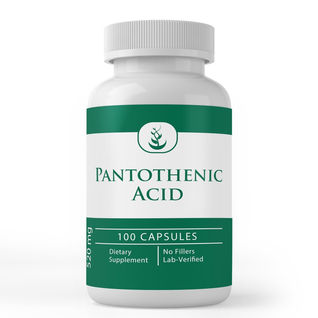 INGREDIENTES ORIGINAIS PUROS Ácido pantoténico (100 cápsulas) Pure, Vitamina B5, Suplemento de cálcio