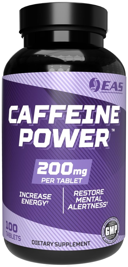 EAS Caffeine Power 200mg □ Caffeine Pills Supplement □ Aumente a energia e restaure a alerta mental