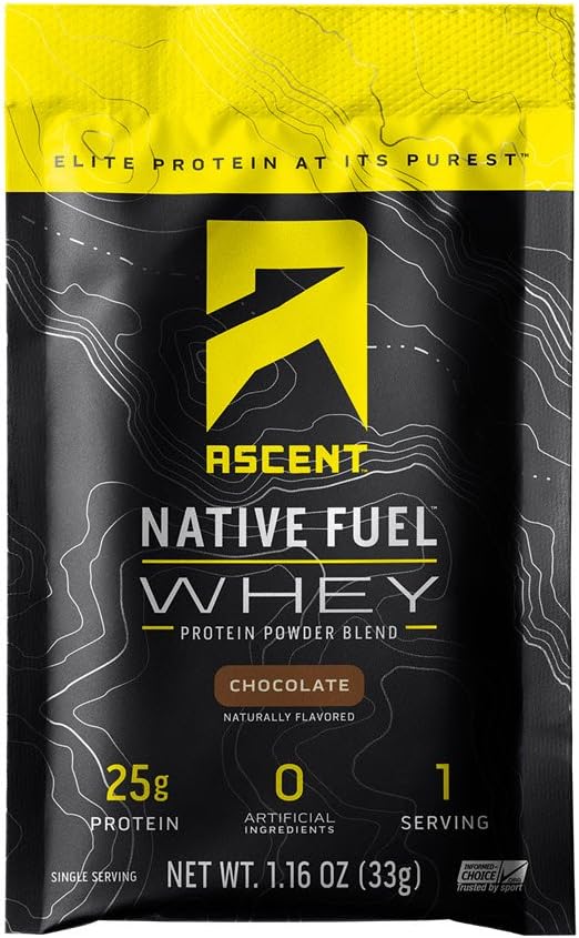 Subir o combustível nativo Whey Protein Powder - Chocolate - 15 pacotes de serviço único