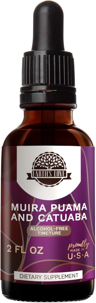 Amor da Terra - Muira Puama e Catuaba Extrato de Erva Livre de Álcool Tintura, Super-concentrado (Ptychopetalum Olacoides e Trichilia catigua, Erythroxylum vacciniifolium) Ervas secas (2 Fl Oz)