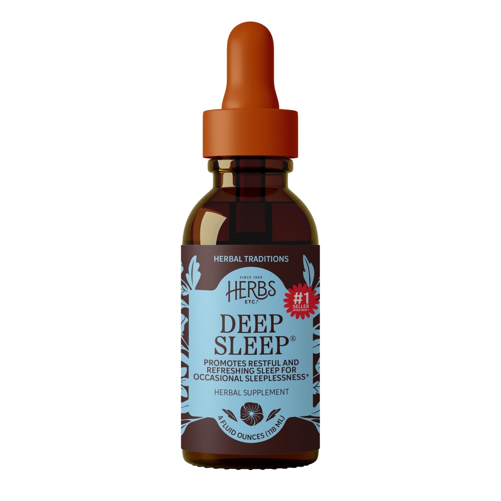 Herbs Etc. Extrato Líquido Clássico do Sono Profundo - Suplemento de ervas para suporte natural e suave do sono - Suplemento de sono descansado com flor de paixão, camomila e limão Balm - 4 fl oz (157 Servings)