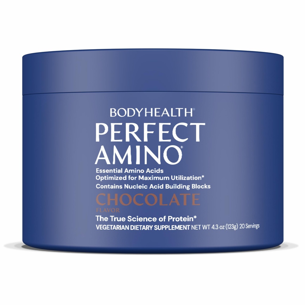 BodyHealth PerfectAmino Powder - BCAA e EAA Powder para pré e pós-treino - Amino Acid Energy Drink para homens e mulheres para apoiar o músculo magro e recuperação - Chocolate - 20 Servings