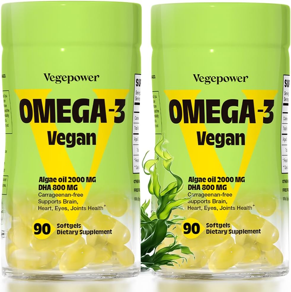 Vegan Omega-3 DHA Supplements - Premium Fish Oil Algae Oil Algae Algae Algae Algae Algae Algae Oil Algae Algae Algae Oil Algae Algae Algae Algae Oil - 90 Carrageenan Free Softgels - Based Algal DHA Essential Fatty Acids, Non-GMO (Algae, 90 Count (Pack of 2))