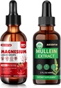 Pacote - Magnésio Glicinato Liquid & Mullein Leaf Extract - Apoio ao alívio do estresse e suporte respiratório