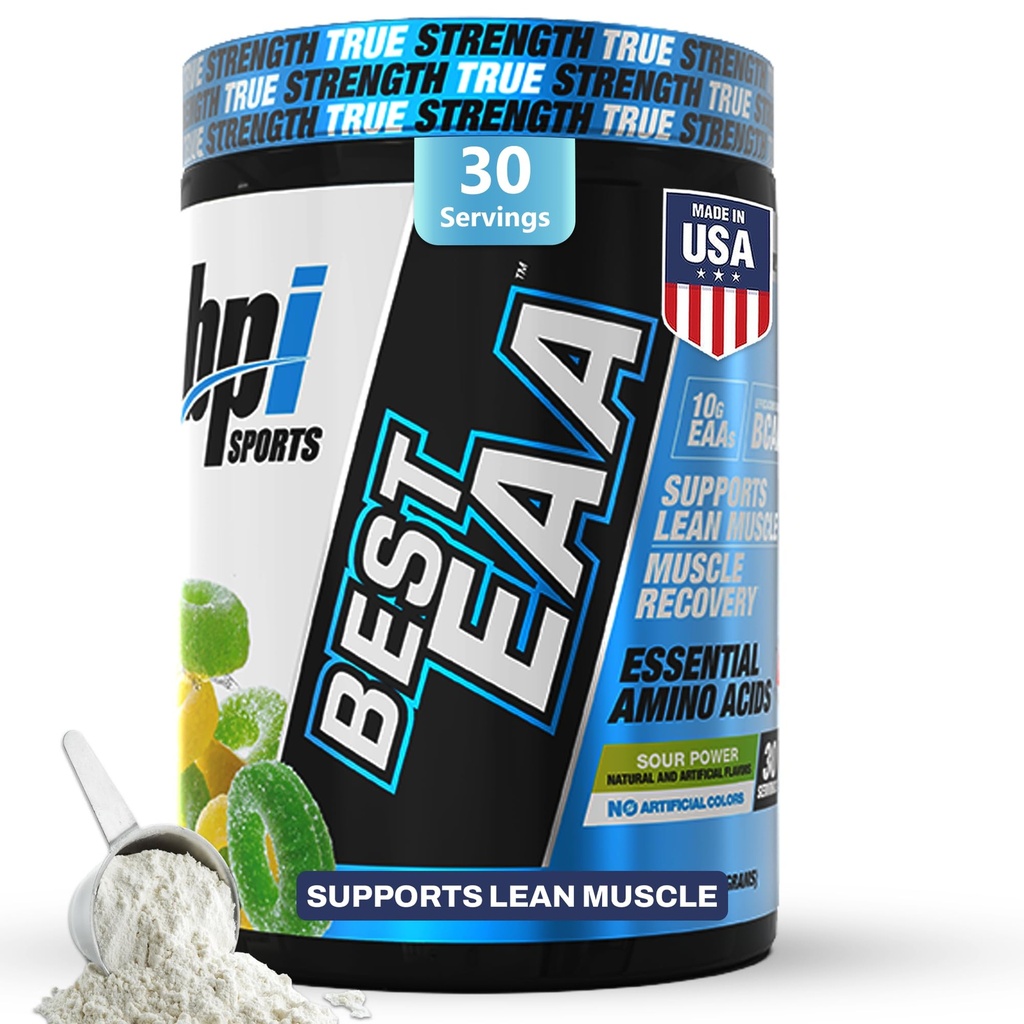 BPI Sports Essential Amino Amino Acids EAA Powder - Bebida de treino pré, intra e pós - BCAA Powder for Men & Women, EAA + BCAA + Hydration. Fórmula Avançada com 10g de EAA. (Sour Power)