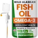 Ómega 3 Óleo de peixe para cães e gatos - Feito com óleo de salmão selvagem do Alasca; Suplemento de óleo de peixe líquido para animais de estimação com ácidos gordos Omega 3 EPA+DHA; Ingredientes reais, sabor real — confiável por Vets!