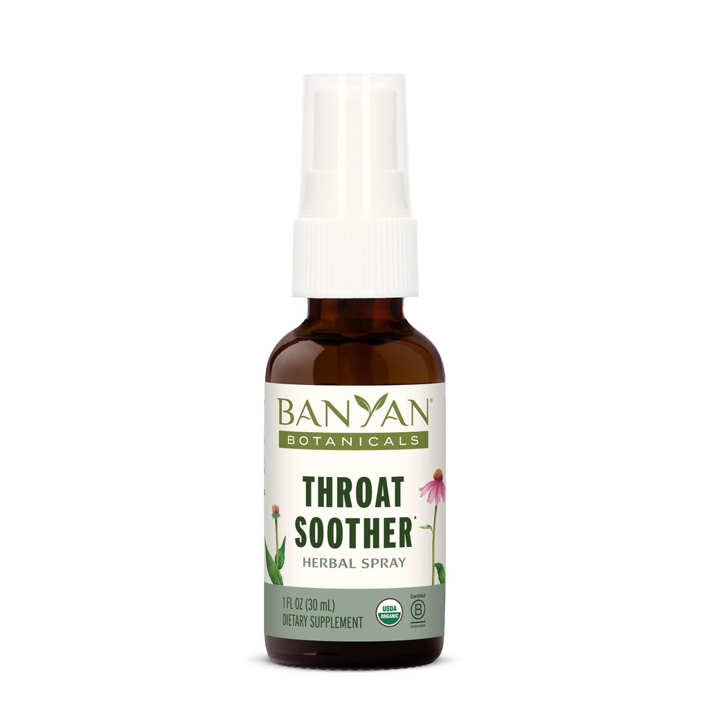 Banyan Botanicals Garganta Soother Herbal Spray – Orgânico Herbal Throat Spray - com Echinacea Root para Garganta Conforto e Imune Support* – 1 fl oz. – Não-GMO Sustentável Vegetariana Fonte