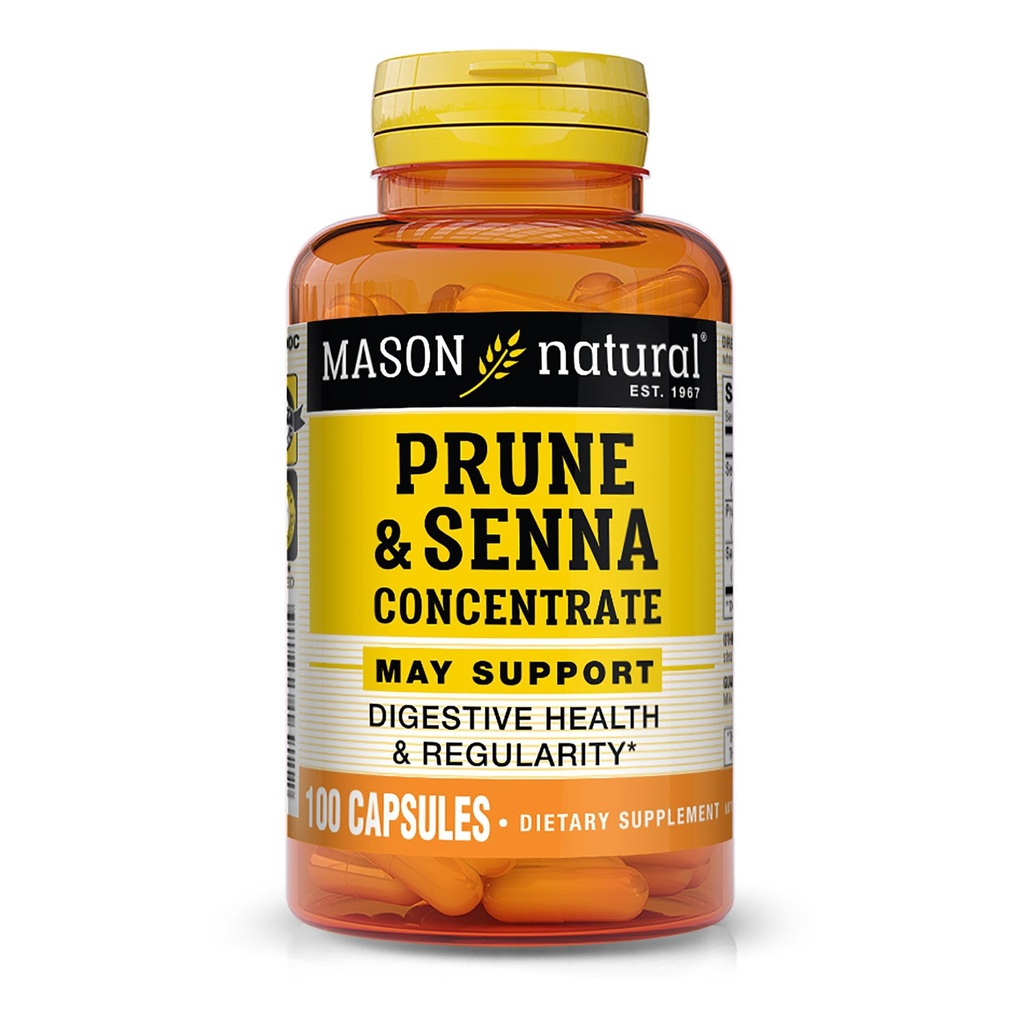 MASON NATURAL Prune Senna Concentrado, Laxante vegetal natural para regularidade e Suporta Bowel & Funções Digestivas, 100 Cápsulas