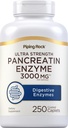 Enzimas Digestivas da Pancreatina da Rocha de Tubulação , 3000mg , 250 Caplets , Ultra Força , Não-GMO, Suplemento sem glúten