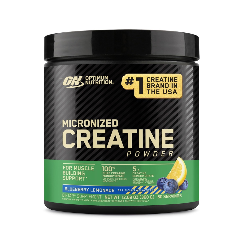 Nutrição ideal Creatina Micronizada Mono-hidratada em pó, Creatina de Limonada de Mirtilo, 60 Servings, 360 Grams (Packaging May Vary)