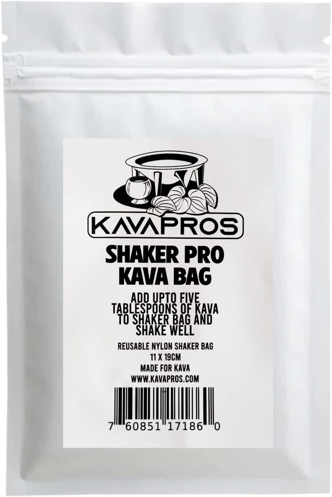 Kava Pros Shaker Pro saco reutilizável Kava-Kava Shake & Drink Food Grage Nylon 11 x19CM