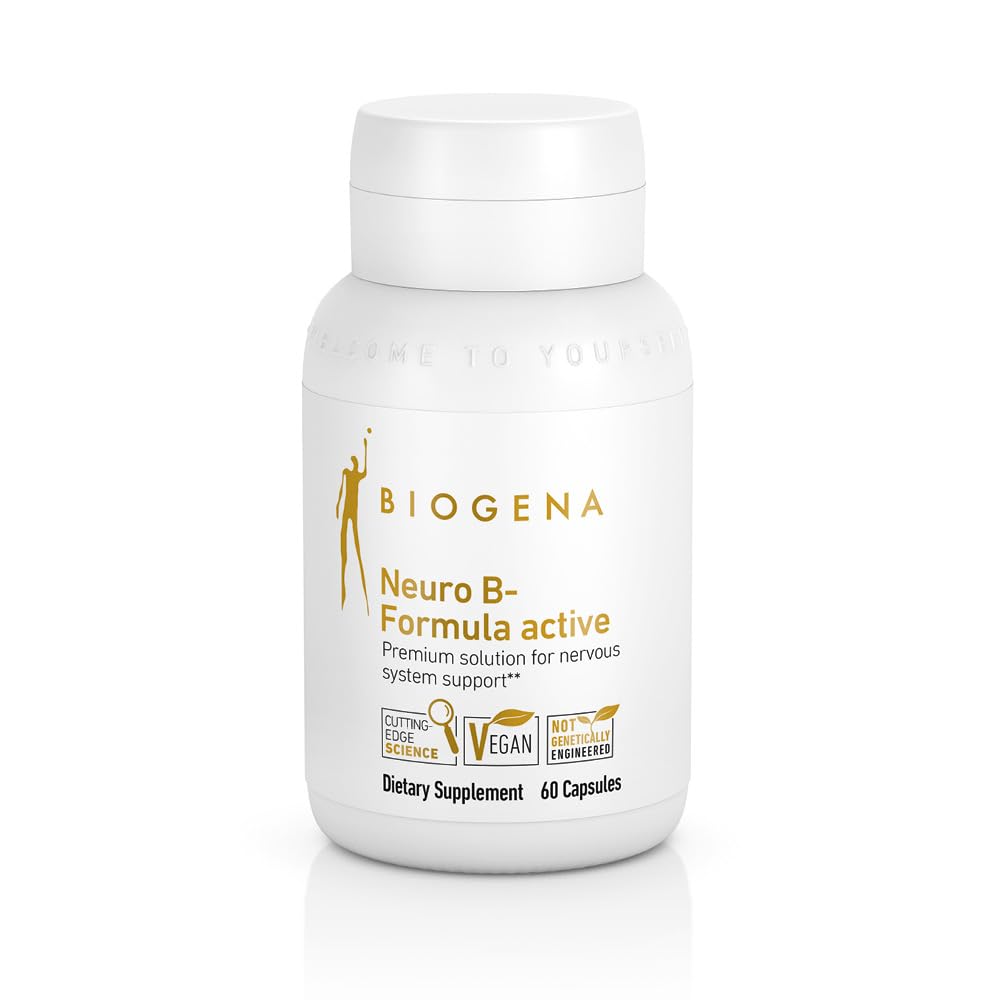 Cápsulas Complexos de Biogena Vitamina B com todas as 8 b-Vitaminas B1, B2, B6, B12, folato, niacina, biotina e ácido pantotênico para apoiar o sistema nervoso e psicológico** - Neuro B-Formula Ouro Activo
