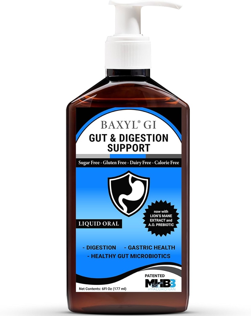 BAXYL® GI - Digestão, Ajuda Digestiva & Alívio estomacal - GRD (Refluxo Acid), IBS, Crohn’s - (Formula Patenteada, Orgânica, Vegan, Made in USA)