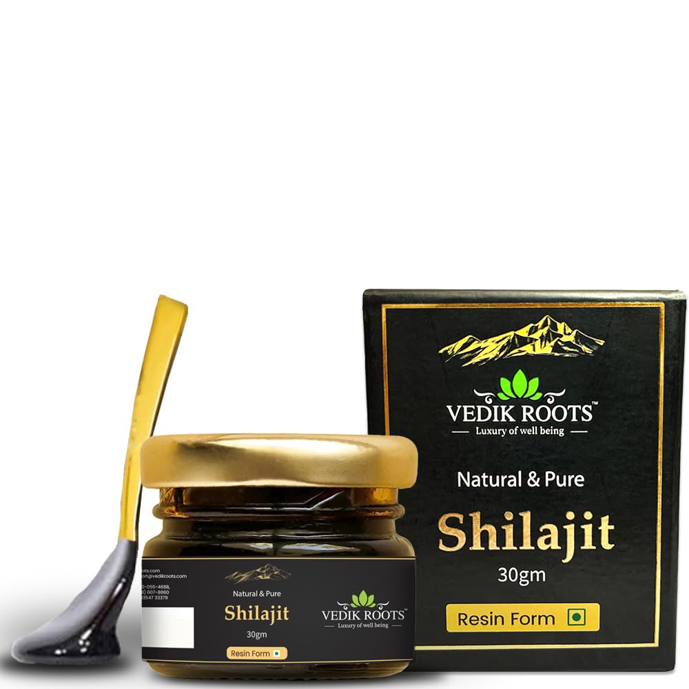 Puro Himalayan Shilajit Resin – Ouro grau 800mg + 85 Minerais Trace & 75% Ácido Fulvico Suporta energia, resistência e saúde imunitária