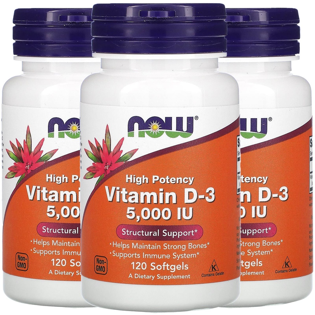 NOW Vitamina D-3 5.000 UI,120 Softgels