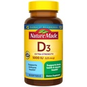 Vitamina D3 5000 UI (125 mcg) Softgels, Suplemento de vitamina D de força extra para suporte de saúde óssea e imune, 90 Softgels, fornecimento de 90 dias