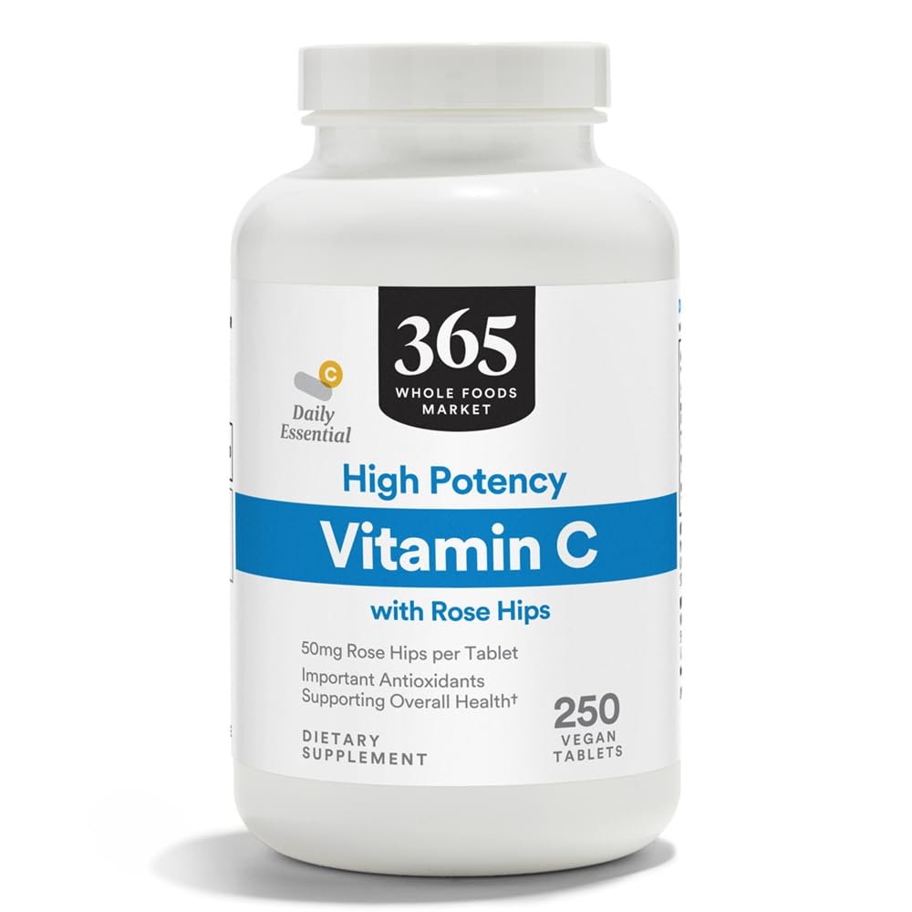 365 por mercado inteiro de alimentos, vitamina C de alta potência com quadris de rosa, Vegan, 250 comprimidos