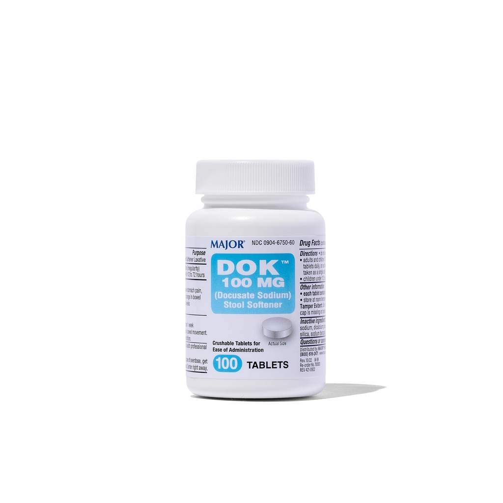 Docusato major de sódio 100 mg - comprimidos de amaciador de fezes para alívio da constipação - ajuda a parar a constipação - amaciadores de fezes para mulheres, homens e crianças idade 12+ - 100 comprimidos