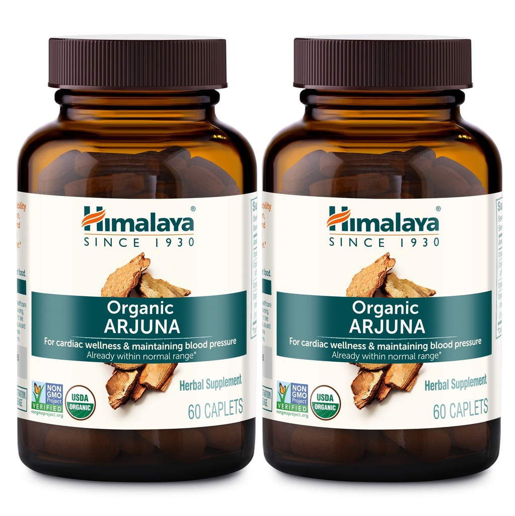 Himalaia Organic Arjuna, Suplemento de Pressão Arterial para Bem-Estar Cardiovascular e Saúde do Coração, 700mg, 60 Count (Pack of 2)