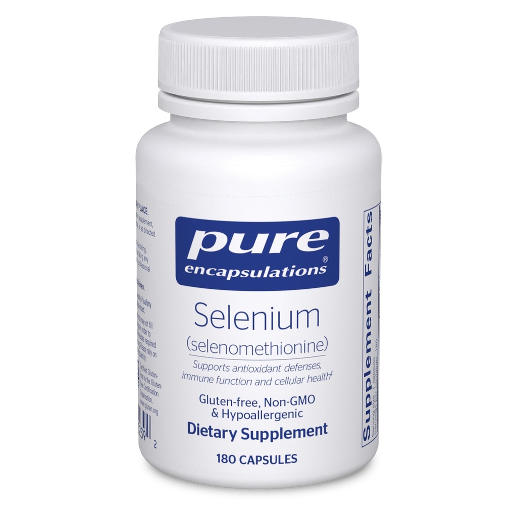 Encapsulamentos puros Selenium - 200 mcg - para função celular saudável, sistema imunológico e defesas antioxidantes - Suplemento mineral - Vegan & Gluten Grátis - 180 Cápsulas