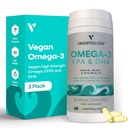 Vegan Omega 3 Suplemento – EPA, DHA Suplementos & Vitamina D3 – Algas Omega 3 Vegan Suplementos para Cérebro, Saúde dos Olhos & Coração – para Crianças e Adultos (180 Cápsulas)
