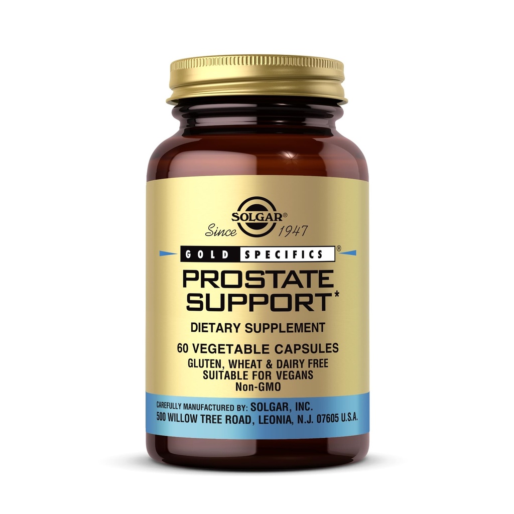 Suporte de próstata Solgar - 60 Cápsulas Vegetais - Não-GMO, Vegan, Gluten Free & Dairy Free - 30 Servings