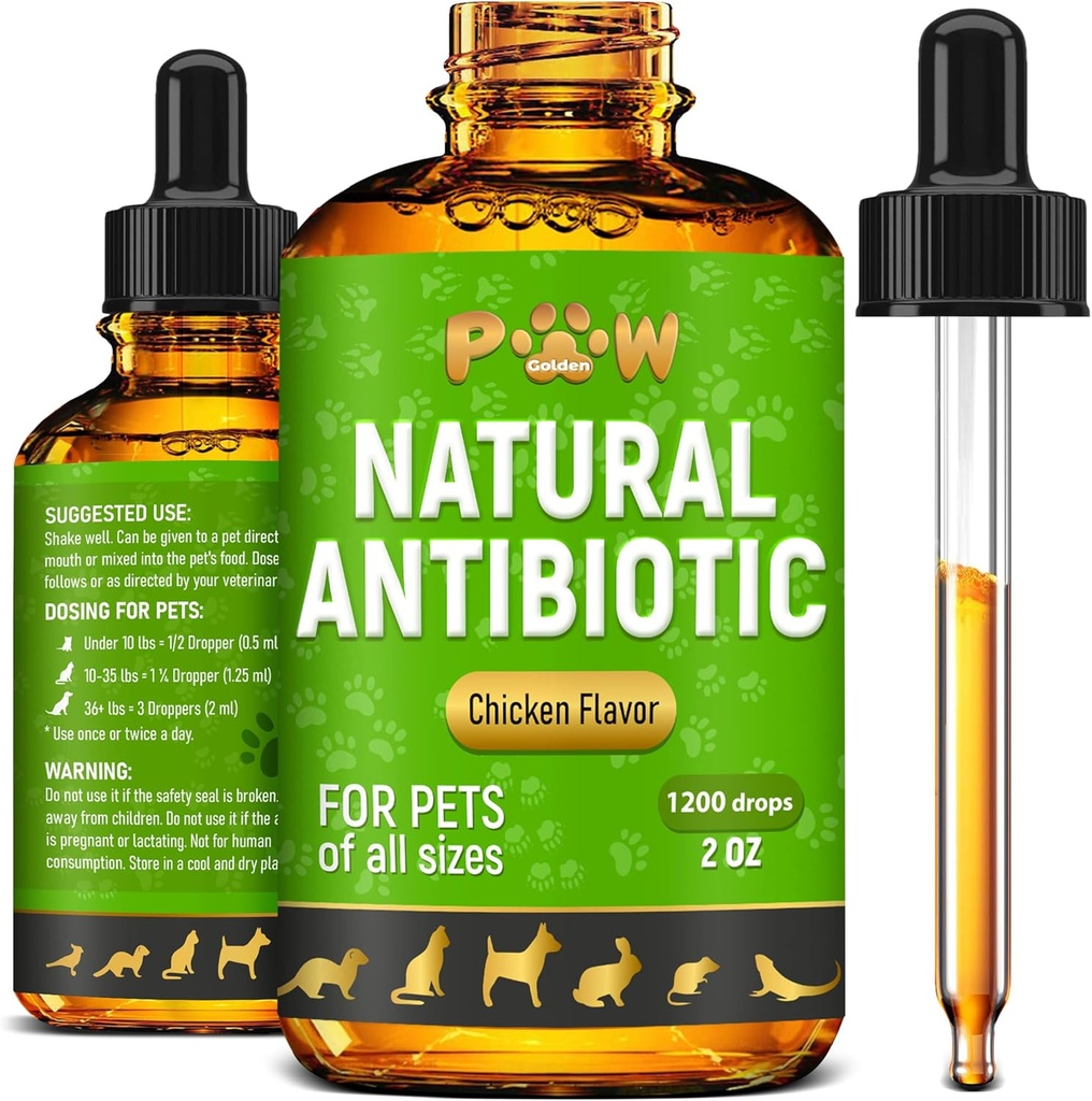 Antibióticos do cão com sabor de frango Сat Antibióticos para Infecção, ITUs, Alergias, Nariz Runny □ Suporte Digestivo