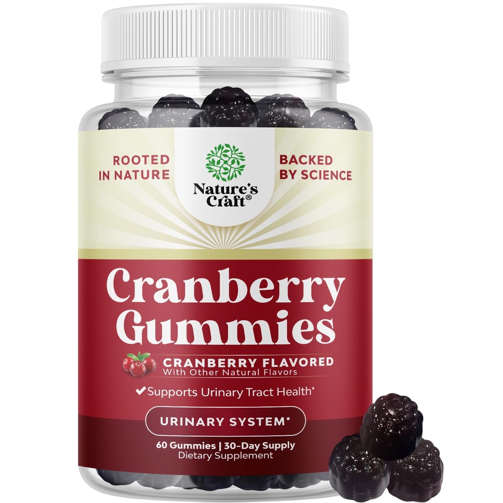 Natural Cranberry Gummies para mulheres e homens - Força extra delicioso antioxidante Cranberry Chews para Urinary Tract Saúde Rim Suporte Bexiga & Saúde Imune - Vegan Gluten & Gelatina Grátis