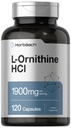 Horbäach L Ornithine HCl 1900mg □ 120 Cápsulas Não-GMO e Glúten Suplemento gratuito