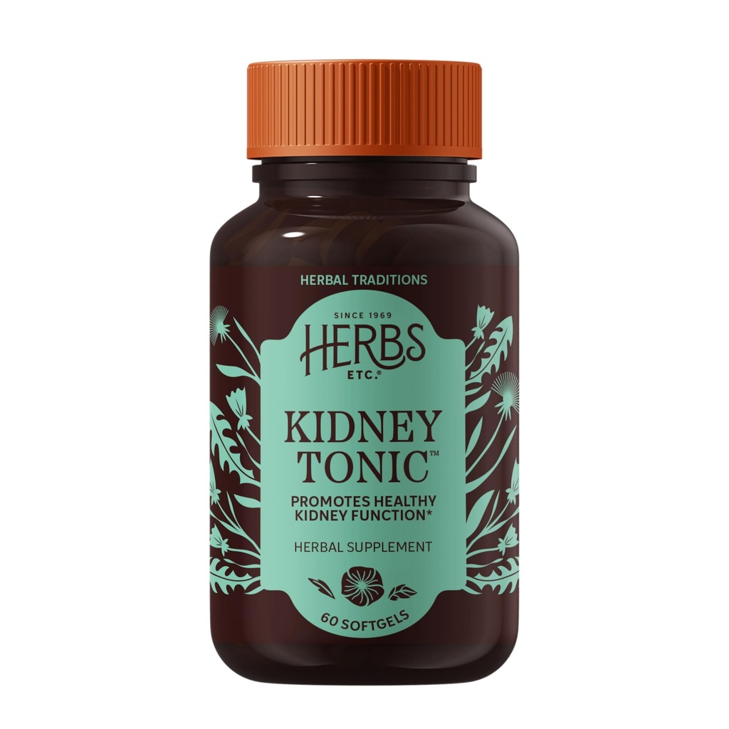 Ervas, Etc. Softgels tónicos renais - Suplemento de função - Natural com dente-de-leão, Serra Palmetto & Salsa - 60 Softgels (60 Servings)